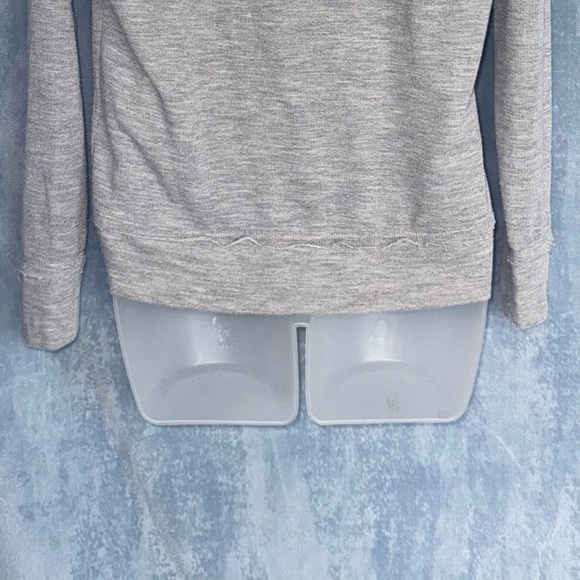 Bar III gray long-sleeve pullover top, white embroidery subtle sparkle detail - Picture 4 of 6